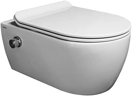 SSWW Wc Taharet – Sans rebord – Avec robinetterie et abattant WC plat amovible Softclose -…